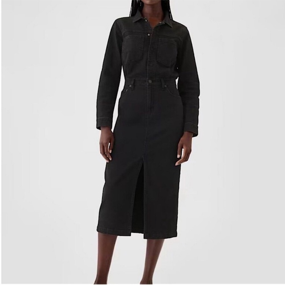 GAP Black Denim Midi Dress